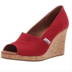 TOMS | Classic Wedge Sandals | Red | NWOT Size 9M